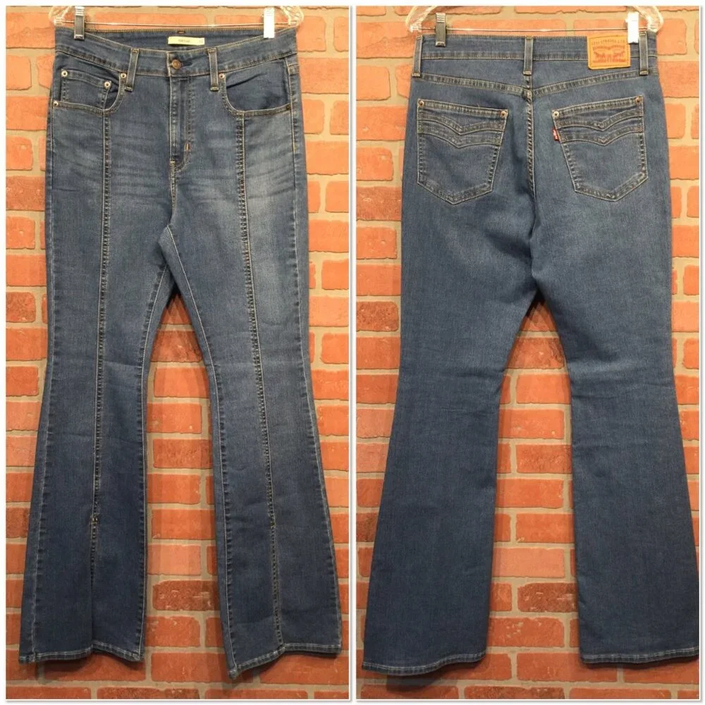 Levis 726 Retro High Rise Bootcut Jeans Womens Size 31 Slit Leg Boho Hippie